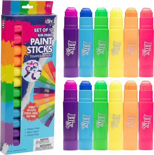 Miniatura 12 de Idiy Juego de 30 barras de pintura de témpera sólida, incluye 12 colores clásicos, 12 metálicos y 6 colores neón, secado rápido, sin ensuciar, no 30