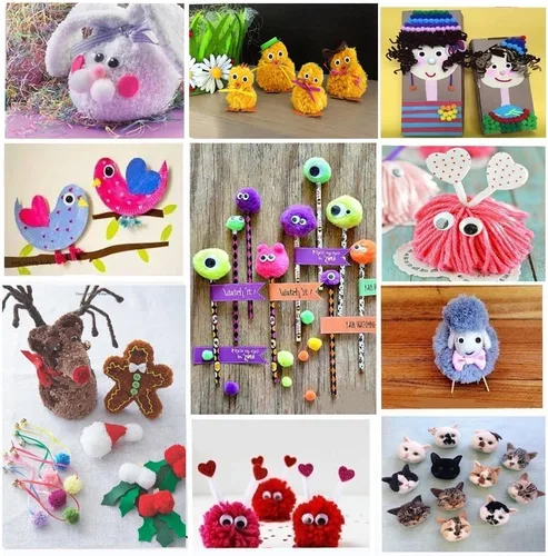 Miniatura 4 de Amoboo Máquina para hacer pompones, 4 tamaños para hacer pompones, agujas tejedoras de bolas de esponja, manualidades, juego de herramientas