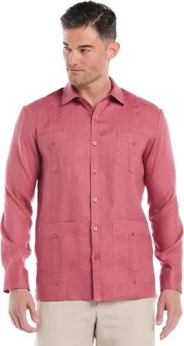 Miniatura 20 de Cubavera Camisa Guayabera de manga larga con cuatro bolsillos para hombre, 100 % de lino, detalle de pinzas, ajuste relajado