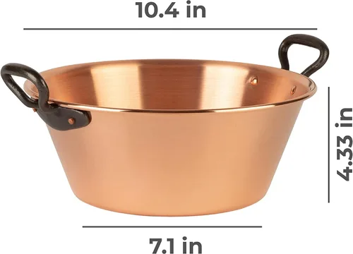 Miniatura 2 de olla de cobre de 10.4 pulgadas, capacidad de 3.1 cuartos de galón asas de hierro fundido olla de cobre tradicional de Francia para cocinar