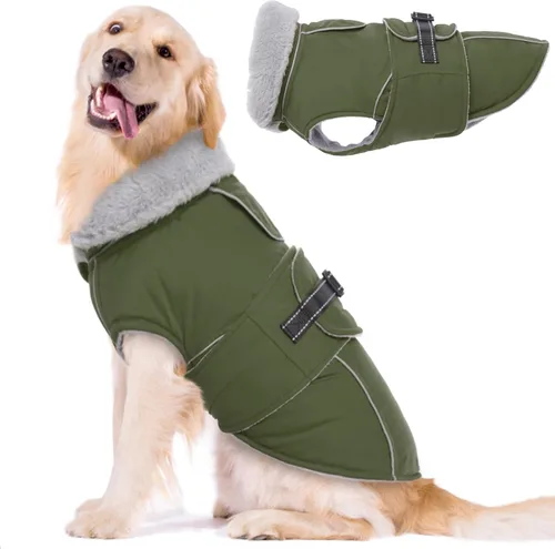 Miniatura 27 de Lelepet Abrigo cálido para perros – Chaleco reflectante impermeable de vellón con hebilla ajustable de gancho y bucle, chaqueta de invierno Rojo