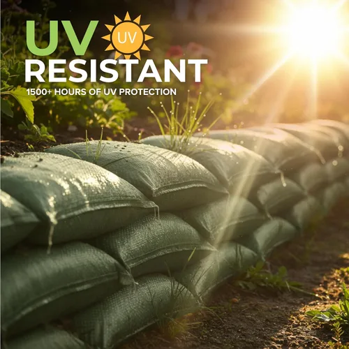 Miniatura 3 de Empty Sandbags Military Green with Ties 14" x 26" - Woven Polypropylene Extra Heavy Duty Sand Bags Flood Protection