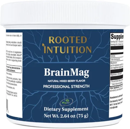 BrainMag - L-treonato en polvo de bayas mixtas de magnesio, concentración, calma y sueño reparador, magteína + quelatos altamente absorbentes, sin