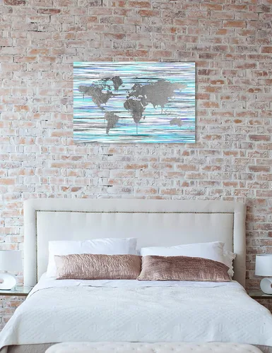 Miniatura 4 de The Oliver Gal Artist Co. Mapamundi Eclectic' Home Décor, 45" x 30", gris, púrpura
