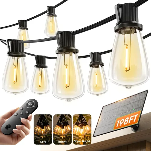 Miniatura 12 de KYY Luces de Cadena Solares de 78 Pies (72+6) para Exteriores con Puerto USB Control Remoto, LED Impermeables Alimentadas por Energía Solar