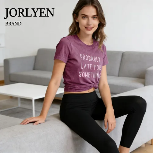 Miniatura 4 de Camiseta para mujer, con texto en inglés "Probably Late for Something", con texto en inglés "Probably Late for Something