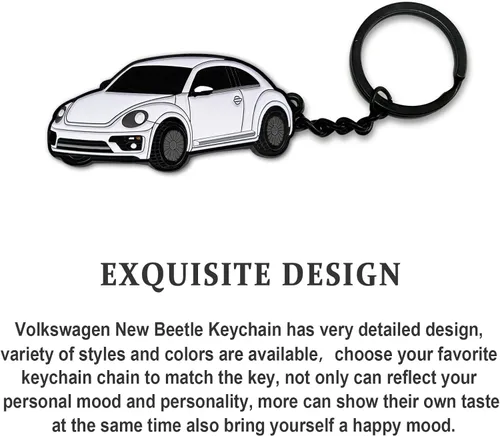 Miniatura 5 de Llavero para Volkswagen New Beetle,Para Volkswagen New Beetle Accesorios 2005-2022,Llavero de metal Blanco