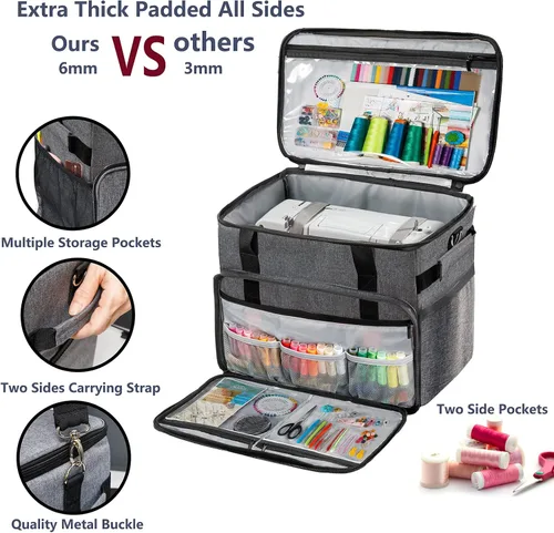 Miniatura 3 de BAGSFY Estuche grande para transportar máquina de coser, bolsa para máquina de coser, bolsa de viaje compatible con Brother, Singer, Bernina
