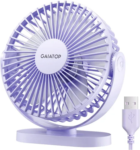 Gaiatop - Ventilador de escritorio USB, pequeño de 5.5 pulgadas, silencioso y potente de 3 velocidades, rotación de 90°, mini ventilador de mesa