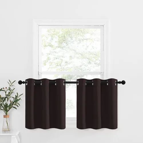 Miniatura 37 de NICETOWN Cortinas opacas de cocina para ventana sobre el fregadero, aislamiento térmico, decoración del hogar, pequeños niveles opacos con ojales