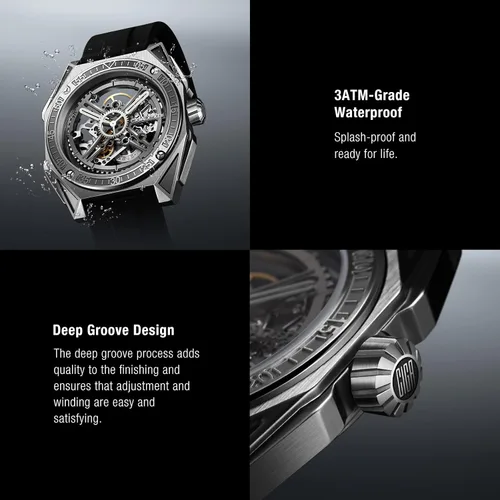 Miniatura 8 de CIGA Design Reloj mecánico automáticomanual de la serie Magician de acero inoxidable y titanio, funda desmontable de cristal de zafiro, correa