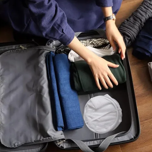 Miniatura 6 de Paquete de 2 cestas de malla desplegables para la lavandería, cestas plegables para ropa sucia, cestas de almacenamiento plegables con asas y Blanco