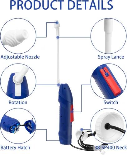 Miniatura 2 de Pulverizador de batería con funda, pulverizador plegable multiusos que se fija fácilmente a la mayoría de jarras de galón para jardinería, césped