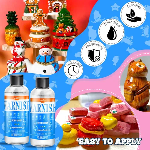 Miniatura 2 de Air Dry Clay Glaze - Barniz de arcilla de fórmula mejorada de 6.8 fl oz, esmalte de cerámica ultra brillante, sellador de arcilla para evitar