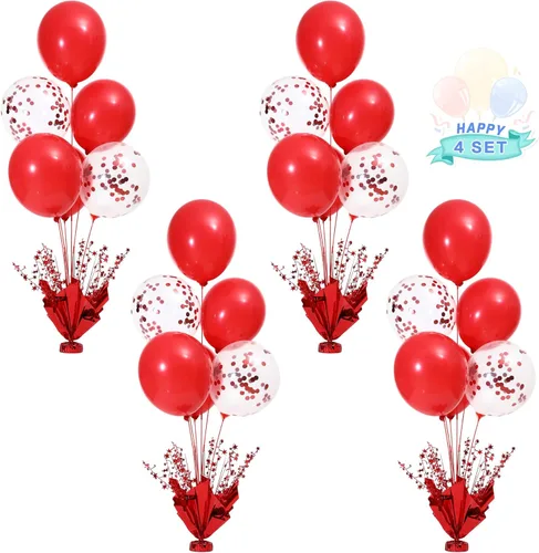 Miniatura 30 de 2 Juego de Globos de Mesa Negros con Spray de Aluminio para Centro de Mesa con Globos Negros y de Confeti, Kit de Soporte para Decoración de Mesa