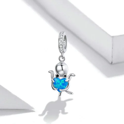 Miniatura 5 de Dije de tortuga marina de plata de ley 925 con diseño de pez y estrella de mar para pulsera Pandora