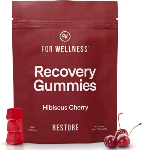 For Wellness Recovery Gummies Restore | Suplementos de energía de cereza ácida con electrolitos para el dolor muscular, rendimiento y recuperación