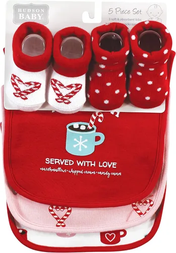 Miniatura 10 de Hudson Baby Conjunto de babero y calcetines unisex de algodón para bebé