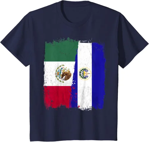 Miniatura 81 de Camiseta con la bandera mexicana de El Salvador con la mitad de la bandera mexicana de El Salvador