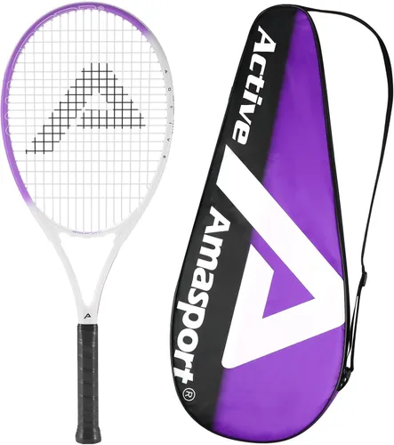 AMA SPORT Adult Tennis Racket - Pre-Strung Light Balance 27 inch Tennis Racquet for Women and Men Grip Size 2-4 1/4" Púrpura