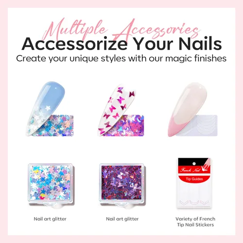 Miniatura 9 de Modelones Poly Gel Nail Kit 30 Colors with 8 W Nail Lamp Pink Yellow Golden Nude Nail Forms Slip Solution Builder Thickening Manicure Tools Polygel