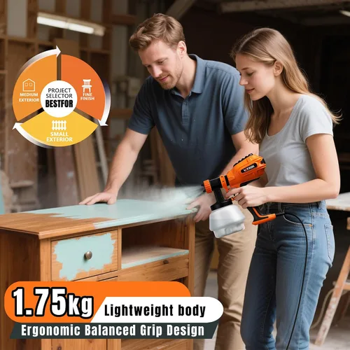 Miniatura 9 de Pulverizador de pintura con 50 revestimientos desechables para vasos y repuesto de doble pistola, pulverizador eléctrico HVLP para pintura de casas