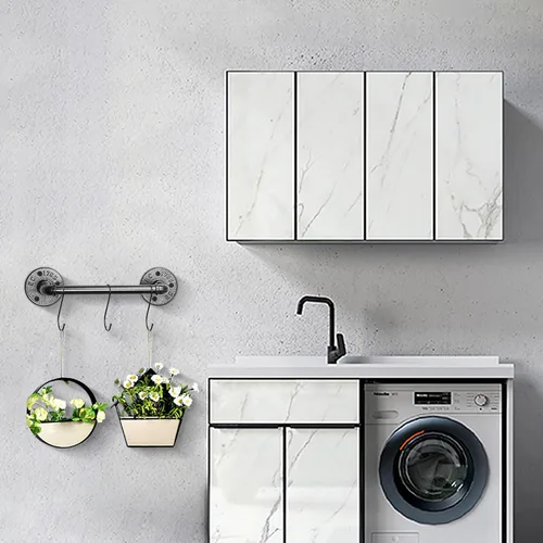 Miniatura 7 de NearMoon Toallero industrial de tubería, accesorio de toallero de baño resistente, montaje en la pared, soporte para toallas de baño de hierro