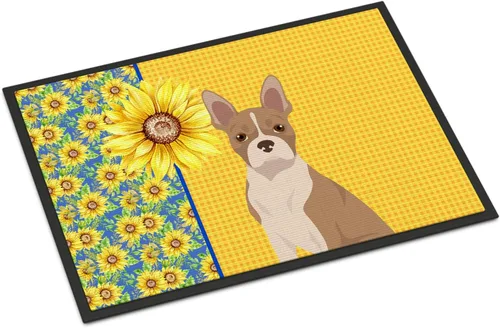 Miniatura 255 de Caroline's Treasures WDK5313MAT Airedale Terrier - Tapete para puerta delantera de 18 x 27 pulgadas, diseño de girasoles de verano, para entrada