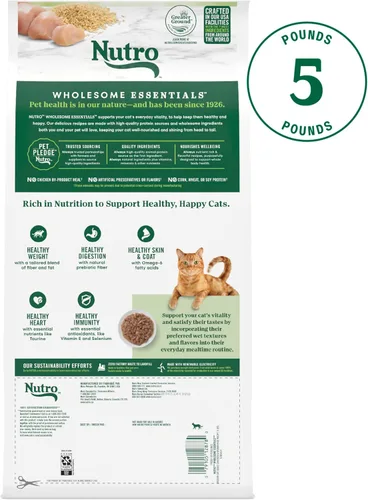 Miniatura 2 de Nutro Wholesome Essentials Alimento Seco para Gatos de Interior, Receta de Pollo y Arroz Integral, Bolsa de 5 lb