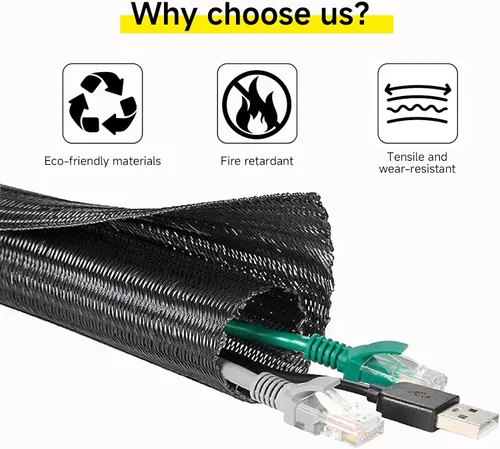 Miniatura 2 de Cable protector de cable de cable, tubo de telar de alambre, funda dividida para cable USB, cable eléctrico de computadora, cable de alimentación