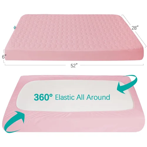 Miniatura 5 de Sábanas protectoras de colchón de cuna impermeables, paquete de 2, funda acolchada ajustable para colchón de cuna que se adapta a colchones de cama