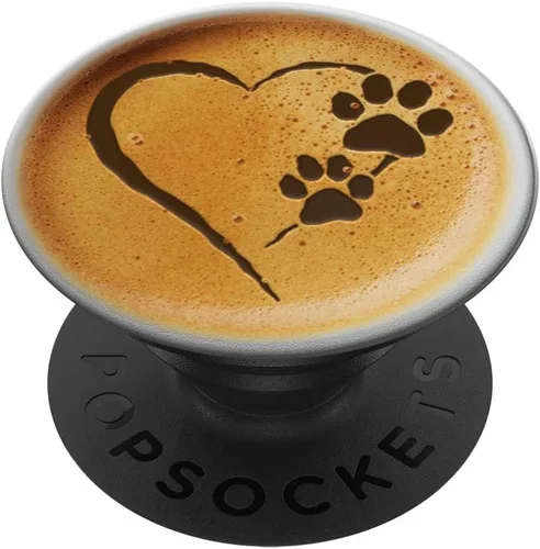 Paw Print Dog Paw Cute Dog Coffee Design Heart Latte PopSockets PopGrip: agarre intercambiable para teléfonos y tabletas