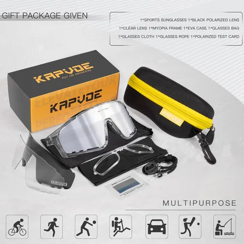Miniatura 6 de KAPVOE Gafas de Ciclismo Polarizadas para Hombres y Mujeres MTB Bicicleta Montaña TR90 Gafas Deportivas para Correr Bicicleta K76 a09