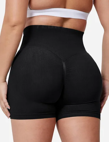 Miniatura 5 de YEOREO Pantalones cortos profesionales de entrenamiento para mujer, 3.6 pulgadas, pantalones cortos sin costuras, cintura alta, contorno, gimnasio