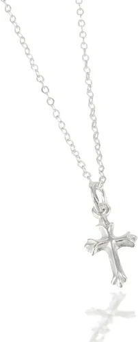 Tiny Sterling Silver Cross Necklace with Chain, or with Chain and Pearl Drop for Babies (12"), Girls (14") & Teen (16") Makes an Ideal Baby Shower,