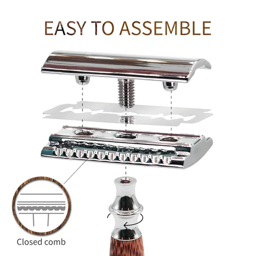 Miniatura 2 de Bambaw Maquinilla de afeitar de seguridad de doble filo para hombres y mujeres, maquinilla de afeitar de doble filo con 5 cuchillas, afeitadoras