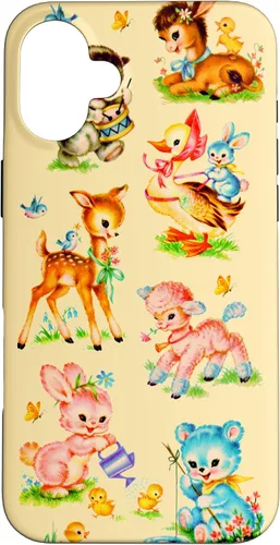 Miniatura 23 de Vintage Baby Animals Nursery 50's Retro Yellow Case for iPhone 17