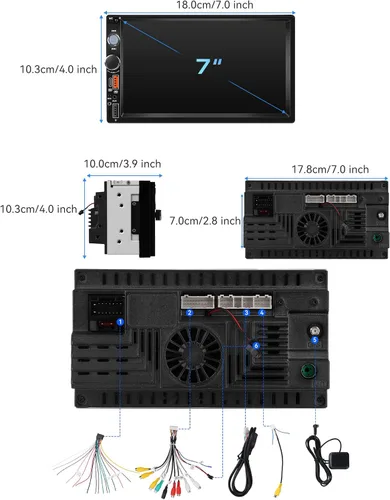 Miniatura 9 de Rimoody Estéreo de coche de doble DIN Android de 4 GB+64 GB con Carplay inalámbrico y Android Auto, pantalla táctil IPS de 7 pulgadas, FM/RDS