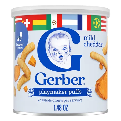 Gerber Stage 3 Snacks de comida para bebés, Mild Cheddar Lil' Crunchies, Snacks para bebés, alimentación guiada por el bebé, paquete de 6
