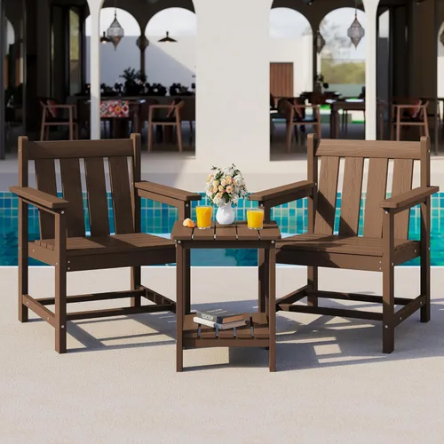 Miniatura 9 de SERWALL juego de muebles de patio bistró de 3 piezas, juego de sillas Adirondack para todo clima con mesa auxiliar, juego de muebles de patio