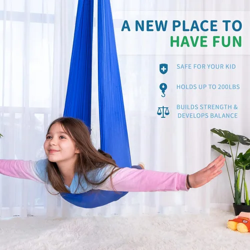 Miniatura 3 de OUTREE Columpio sensorial para niños con gancho giratorio de 360°, columpio de terapia interior ideal para autismo, TDAH, trastorno de procesamiento
