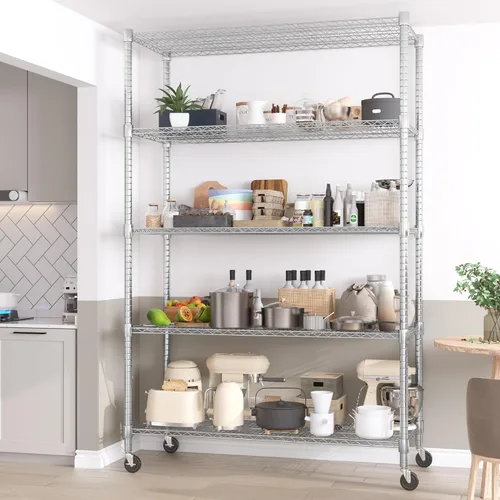 Miniatura 5 de Homdox Estantes de Almacenamiento de 5 Niveles y Estantería, 61cmx152cmx208cm Estantes de Metal Resistente para Almacenamiento, Unidad de Estantería