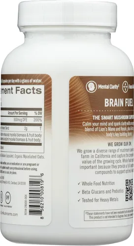 Miniatura 4 de OM MUSHROOM SUPERFOOD Brain Fuel - Cápsulas en polvo de hongos suplemento superalimentario, 90 unidades, 30 días, melena de león, mezcla de reishi