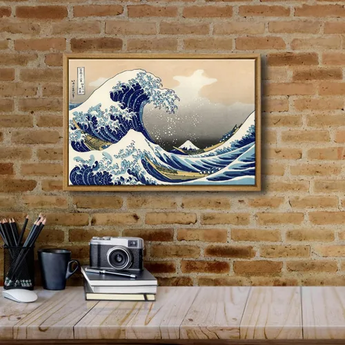 Miniatura 3 de Wieco Art – Arte enmarcado La Gran Ola de Kanagawa de Katsushika Hokusai; impresiones Giclée en lienzo, arte de pared, pinturas abstractas