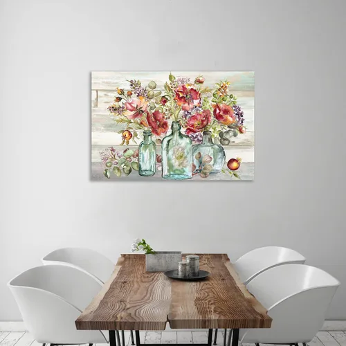 Miniatura 2 de Jaxson Rea Tre Sorelle Studios, lienzo envuelto en galería con texto en inglés "Red Poppies In Vintage Specimen Bottles", 60 x 40 pulgadas