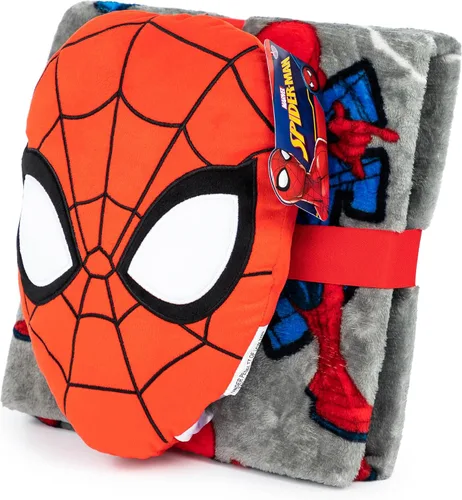 Miniatura 6 de Jay Franco Spiderman Nogginz - Juego de ropa de cama de 2 piezas de manta y almohada de 40 x 50 pulgadas para niños, súper suave Gris - Spiderman