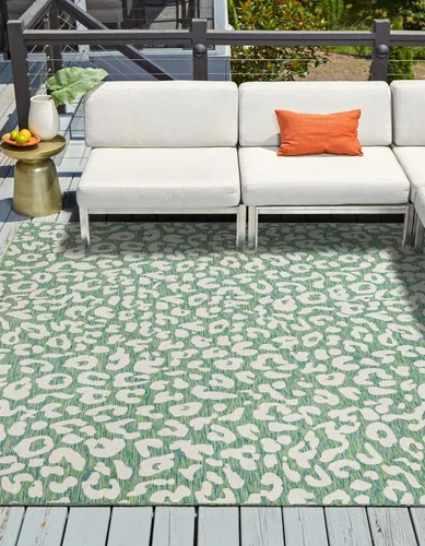 Miniatura 15 de Unique Loom Outdoor Safari Collection Alfombra de área - Leopardo (4 pies 1 pulgada x 6 pies 1 pulgada rectangular, gris claro/gris)