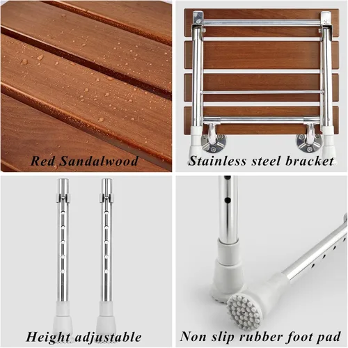 Miniatura 7 de Asiento de ducha plegable montado en la pared con patas, bancos de asientos de ducha, taburete silla para ducha interior, asiento de ducha plegable