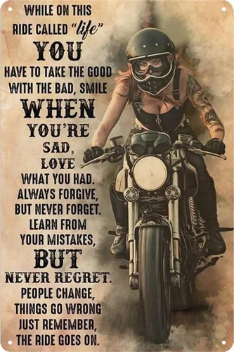 Miniatura 13 de Letrero de metal para motocicleta, regalos para jinetes, hombres, «You Don't Stop Riding When Get Old Wall Art Decor Rider Tin Garage Signs Man Cave
