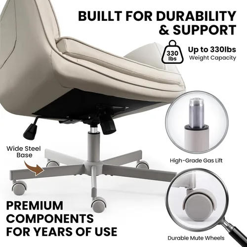Miniatura 8 de MOJAY Criss Cross Chair, Vanity Chair, Pretty Fancy Desk Chair, Cross Legged Office Chair for Girls, 360°Swivel Height Adjustable Reception Chair